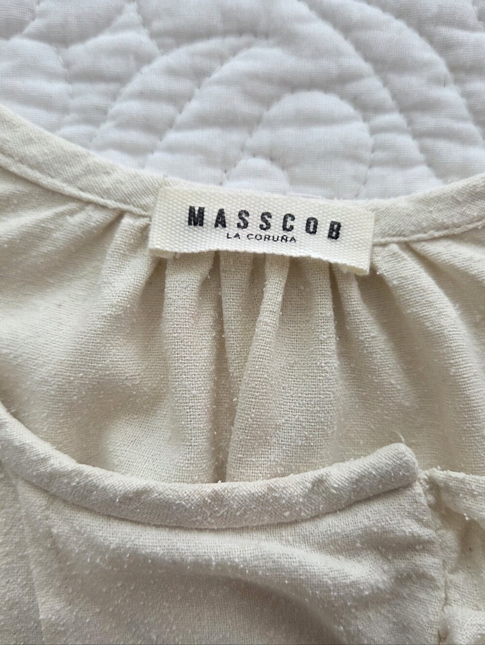 MASSCOB Cream Ruffle Button-Front Blouse - Picture 4 of 5